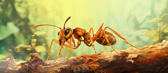 Majestic Queen Ant in Flight Leading Her Colony of Leafcutter Ants through the Rainforest