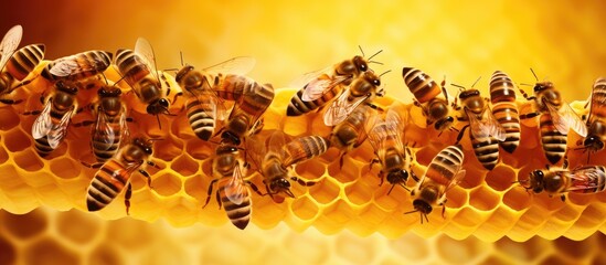 Busy Bees Creating Sweet Honeycombs in a Vibrant Hive with Precision