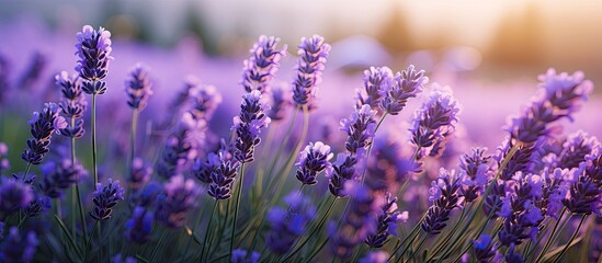 Tranquil Lavender Field Basks in Warm Sunlight, Creating a Serene Summer Atmosphere