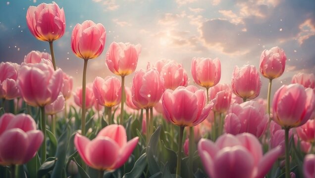 Whisper tale tulips flowers. AI generated illustration