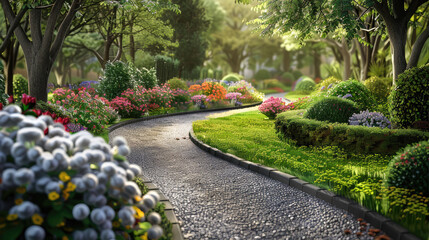 Obraz premium road in the beautiful garden