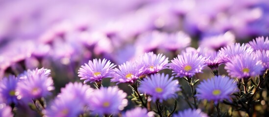 Obraz premium Vibrant Purple Field Flowers Bathing in Warm Sunlight