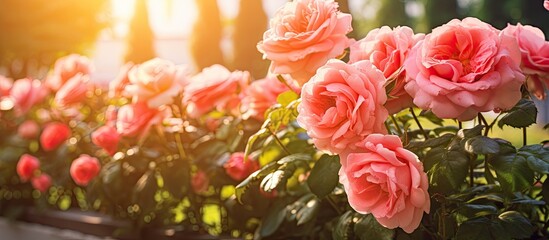 Vibrant Homegrown Pink Roses Adorn the Garden with Splendor and Elegance - obrazy, fototapety, plakaty