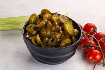 Sliced canned jalapeno pepper