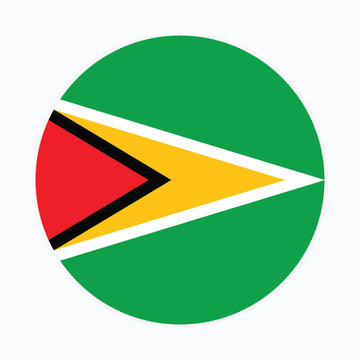 Guyana national flag vector icon design. Guyana circle flag. Round of Guyana flag.
