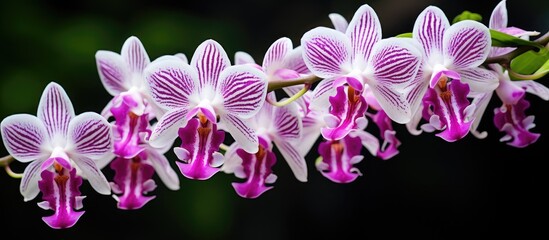 Vivid Orchid Bloom Exhibiting Elegant Purple and White Stripes in Close-up Shot