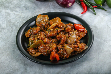 Asian cuisine - prawn in chili sauce