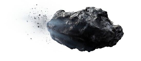 Mysterious Black Asteroid Suspended in a Blank White Universe with Infinite Possibilities - obrazy, fototapety, plakaty