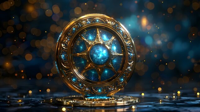 Unique Celestial Design: Exploring the Cosmic Circle of Fortune in Astrological Star Art. Concept Celestial Design, Cosmic Circle, Astrological Star Art, Unique Decor, Fortune Symbols