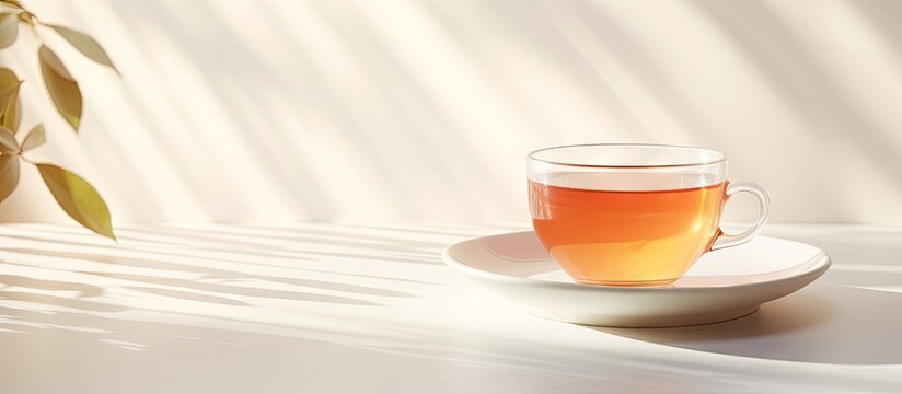 Soothing Tea Moment - Morning Light Reflecting on Cup and Saucer