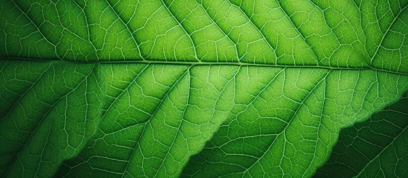 Vibrant and Lush Green Leaf - Detailed Macro Shot of Natural Foliage in Close-up View