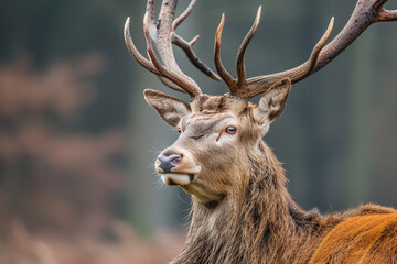 Red deer, adult male with large acid horns, World Wildlife Day