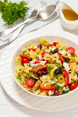 Farfalle salad, Bow Tie Pasta salad, top view