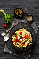 Farfalle salad, Bow Tie Pasta salad, top view