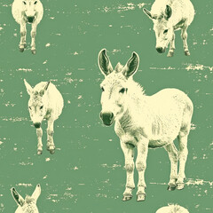 Donkey pattern, frameless pattern to enlarge and use as graphic element like background, tiles, ai generated