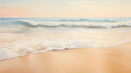 Fototapeta na wymiar Waves on the beach, summer background with copy space