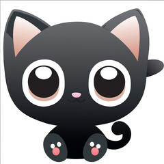 black cat, vector illustration kawaii