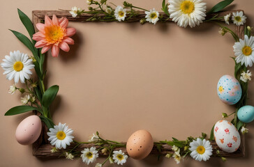 Naklejka na ściany i meble easter card with tulips and eggs