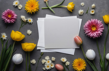 easter card with eggs and flowers