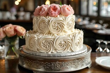 Obraz na płótnie Canvas beautiful decorated wedding cake design professional advertising food photography