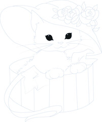 Cute cat coloring page for children