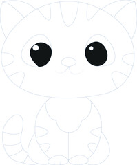 Cute cat coloring page for children