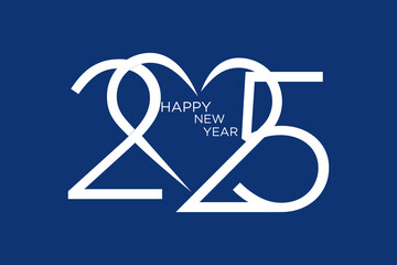 2025 happy new year, trendy new year 2025 white or blue background design template icon vector	
