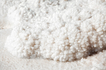 Close up Dead Sea salt mineral formations, Jordan