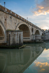 View of Ponte Sisto. It is a bridge in Rome's historic centre, Italy, spanning the river Tiber. It connects in Trastevere.