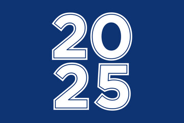 2025 happy new year, trendy new year 2025 white or blue background design template icon vector	
