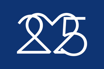 2025 happy new year, trendy new year 2025 white or blue background design template icon vector	
