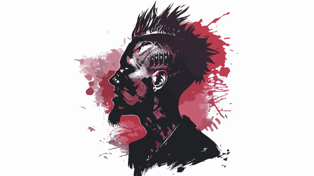 Devil head illustration. Punk with mohawk. Nightmare