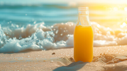 orange juace of summer beach and glass