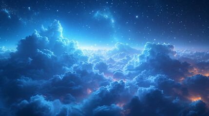 Fototapeta premium Space of night sky with cloud and stars 