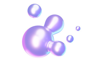 Abstract 3d round metaball liquid shape with holographic effect.