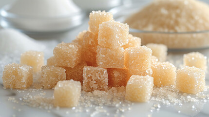Studio photography of a lump sugar isolated on white background