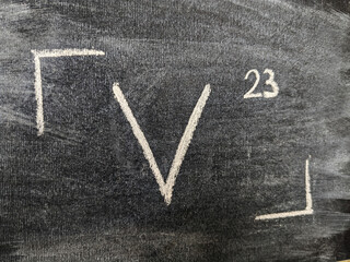 The chemical element vanadium with a serial number from the periodic table. Chalk drawing