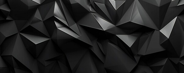 Fototapeta premium Black low poly triangles flat background Generative Ai 