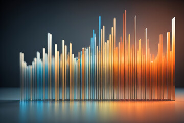 Colorful bar chart on blurred background.