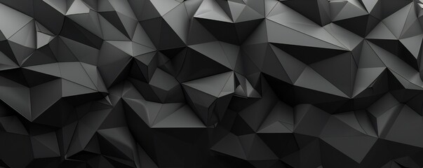 Black low poly triangles flat background Generative Ai 