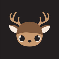 a deer head logo, the smallest flat vector logo,, with no realistic photo details, vector illustration kawaii