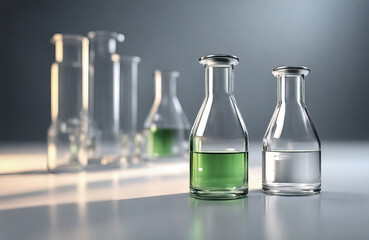 Vials with substances in the laboratory, medicine background.