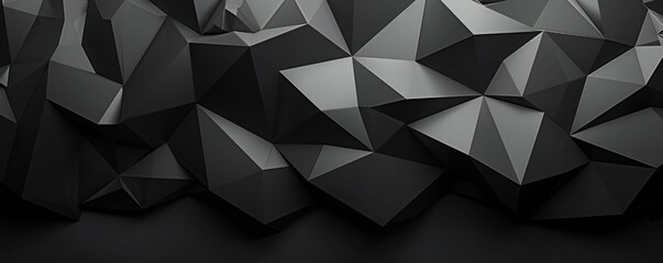 Fototapeta premium Black low poly triangles flat background Generative Ai 