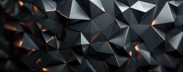 Fototapeta premium Black low poly triangles flat background Generative Ai 