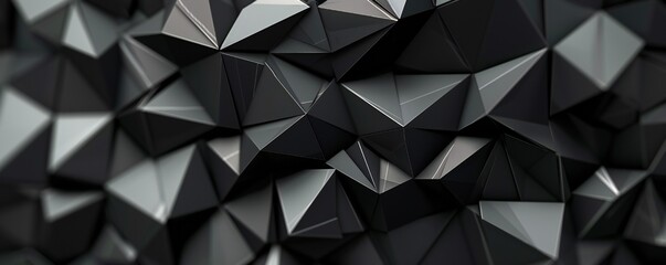Black low poly triangles flat background Generative Ai 
