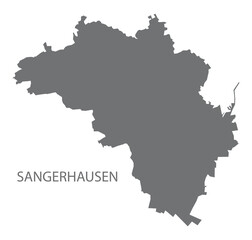 Sangerhausen German city map grey illustration silhouette shape