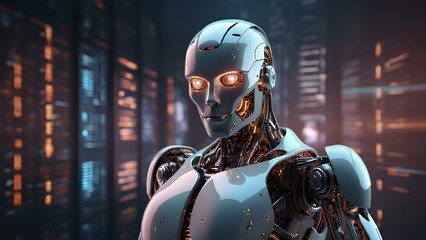 3d illustration AI robot using cyber security - obrazy, fototapety, plakaty