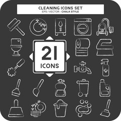 Icon Set Cleaning. related to Household Appliance symbol. chalk Style. simple design editable. simple illustration