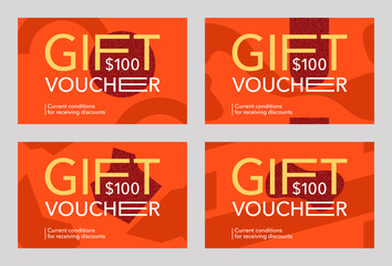 Gift vouchers template in seamless decoration