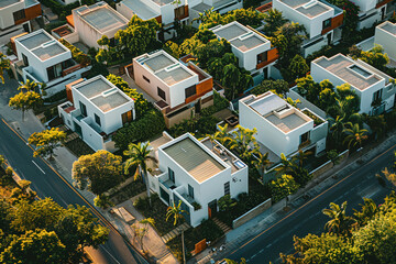 Modern style housing development made for a real estate business. Ai generate. - obrazy, fototapety, plakaty